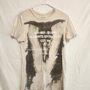 ALL SAINTS 100% Cotton Bleeding Ram Skull Distressed T-Shirt